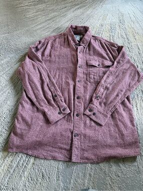Duluth Trading Company Long-Sleeve button front Shirt heathered red flannel XL